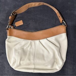 Coach Cream and Tan Leather Hobo Bag
